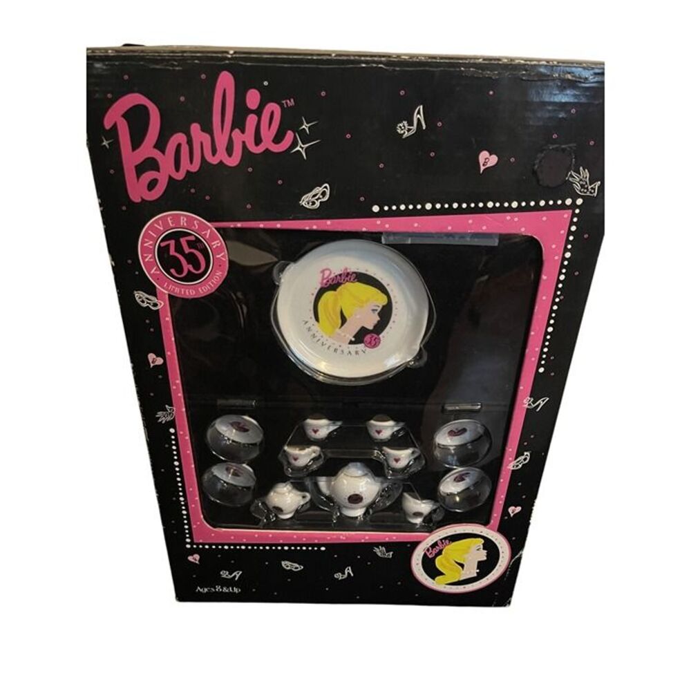 Vintage Barbie 35th Anniversary Miniature Mattel Dishes Nostalgic Tea Set NIB